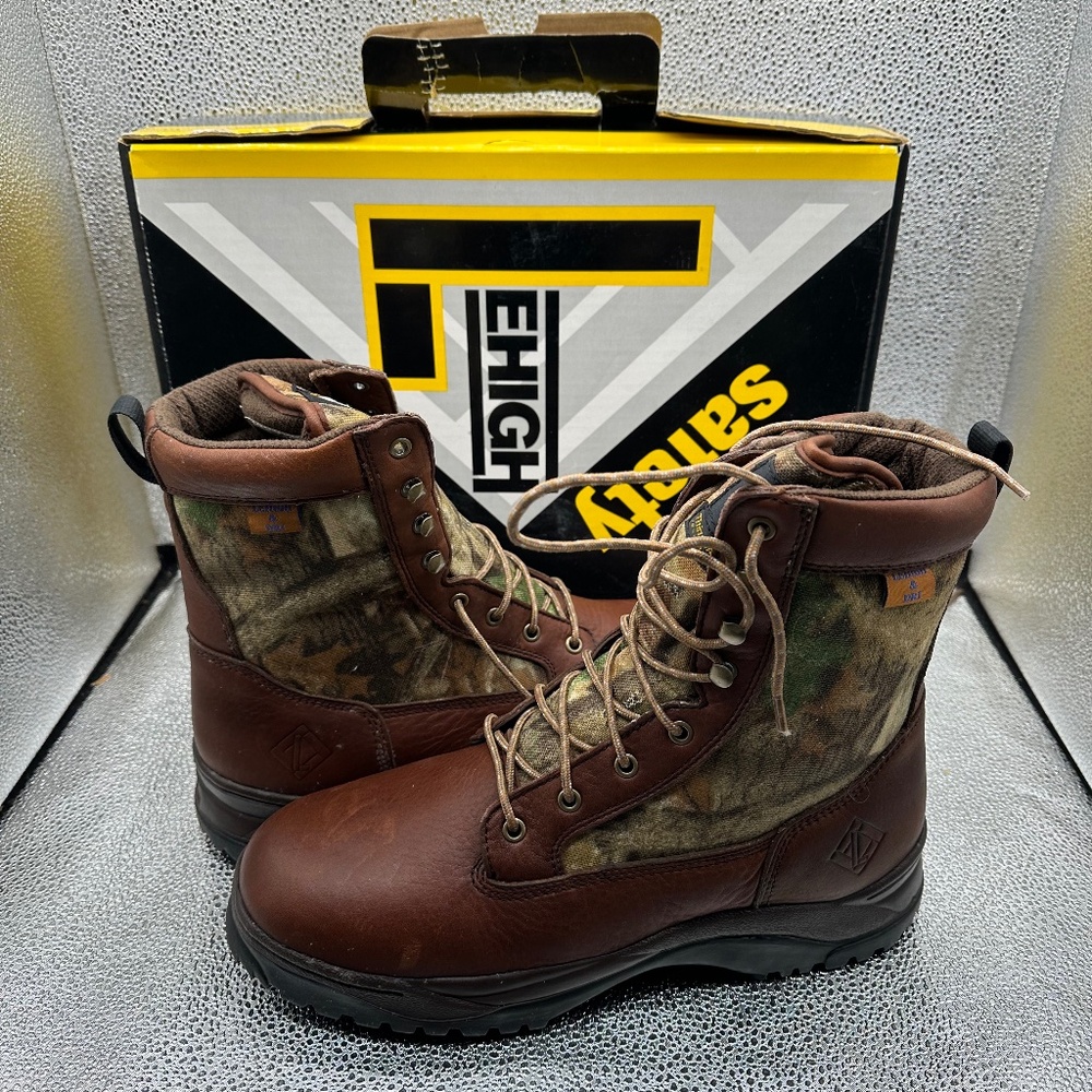 Lehigh Safety Shoes Mens 10 1/2W Safety Boots 8in Waterproof Oil Slip Resistant